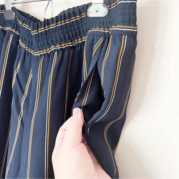 Lafayette 148 New York Hester Striped Wide-Leg Trouser Pant Navy Blue M - Picture 7 of 13